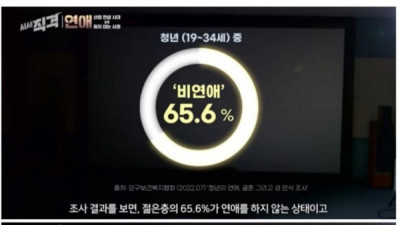   				비연애가 무려 65%			