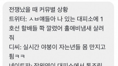   				전쟁났을 때 커뮤별 상황			