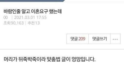   				남편 바람 핀다고 소설 쓰던 여자의 최후..			