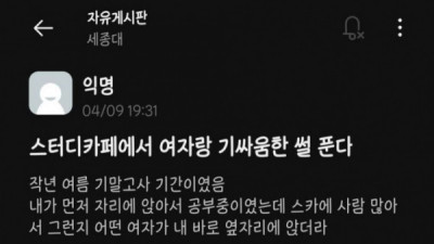   				스터디 카페에서 여자하고 기싸움한 세종대생 .txt			