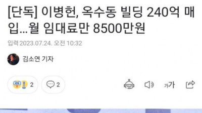   				월 임대료만 8500만원이라는 연예인			