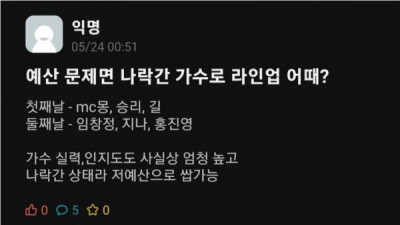   				대학축제 라인업에 불만을 갖던 한 대학생의 묘책			