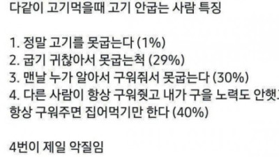   				고기먹을때 고기안굽는사람 특징			