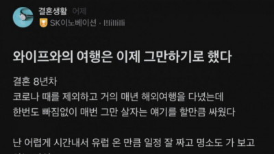   				와이프와 더이상 여행 안다니겠다는 블라인			