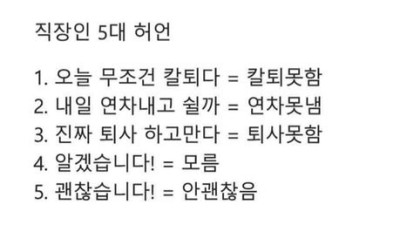   				직장인들 5대 허언			