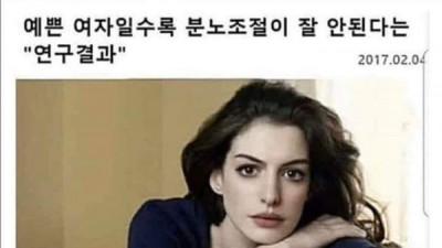   				예쁜 여자일 수록 분노조절이 안된다			