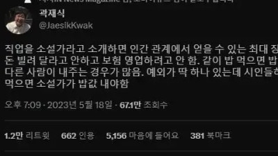   				소설가라는 직업의 장점			