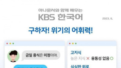   				요즘 KBS에서 하고 있는 한국어 캠페인 수준			