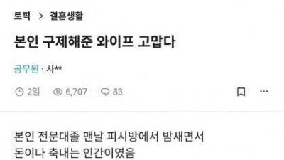   				아내덕에 인생 구제받은 공무원			