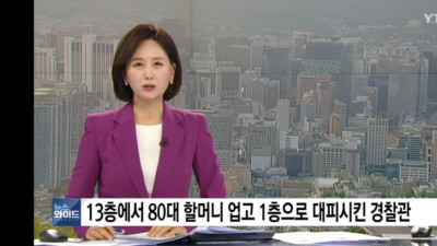 13층에서 80대 할머니 업고 1층으로 대피시킨 경찰관