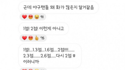   				야구보는 사람들이 화가 많은 이유를 설명하는 스트리머			