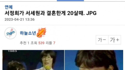   				서정희가 서세원과 결혼했을 20살 때 외모			