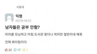   				남자들은 공부 안 해???			