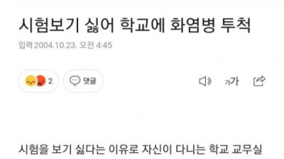   				시험보기 싫어 학교에 화염병 투척한 여고생들.news			