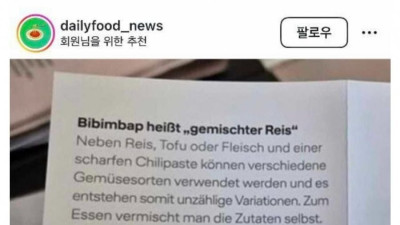 독일 항공 기내식의 비빔밥 설명서
