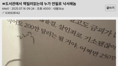 도서관에서 책빌려읽는데 누가 연필로 낙서해놈