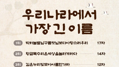 우리나라에서 가장 긴 이름 1~7위