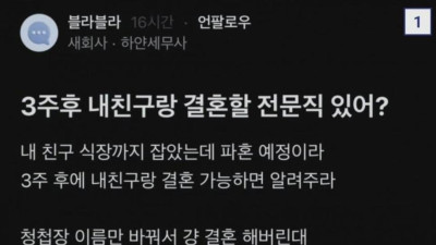 3주후 내친구랑 결혼할 전문직 있어?