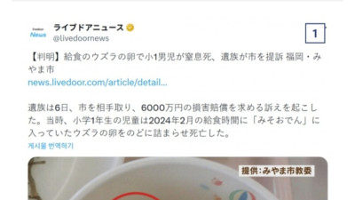 일본 초등생 급식 먹다가 사망 사건