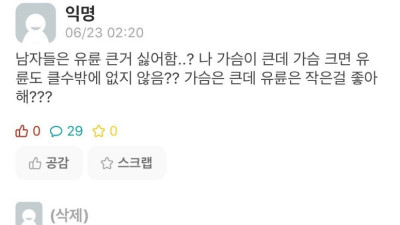 남자들은 유륜 큰거 싫어하는지 궁금한 여대생