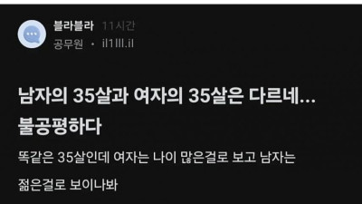 남자의 35살과 여자의 35살은 달라 불공평하다