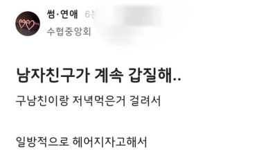 [유머] 	        남친이 갑질해서 힘들다는 블라누나.jpg