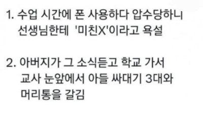선생님에게 미친년이라고한 아들 참교육한 아빠