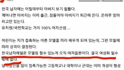 조선족이 생각하는 한국남자의 여성화