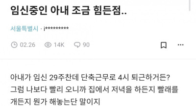 임신중인 아내 조금 힘든점..