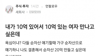 내가 10억 있어서 여자도 10억있는 여자 만나고 싶은데