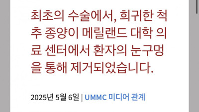 세계 최초로 눈구멍을 통해 척추종양 제거