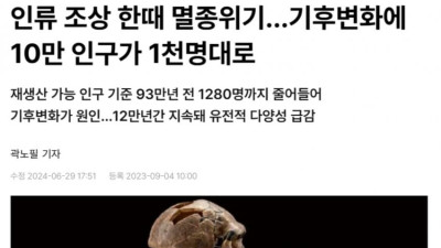 인류가 멸종직전까지 갔던 3가지 사건 