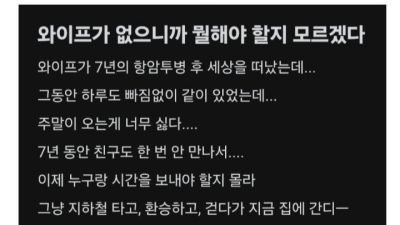 와이프가 없으니까 뭘해야 할지 모르겠다