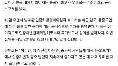 한국인의 중국인혐오가 지나치다는 보고서를 낸 곳 