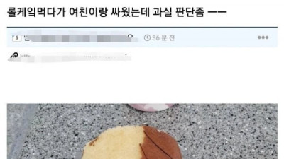 롤케이크 먹다가 여친이랑 싸움