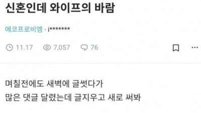   				신혼인데 와이프의 바람			