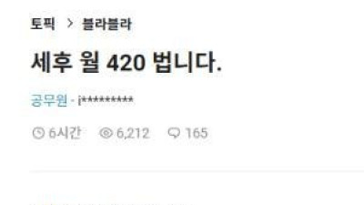   				세후 월 420버는 공무원			