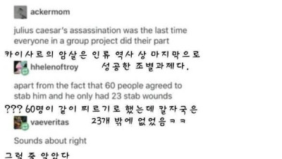   				인류 역사상 가장 성공한 조별과제			