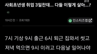 취업 3일만에 현타온 사회초년생