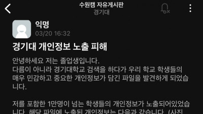 개인정보 유출사건 터진 경기대학교 근황