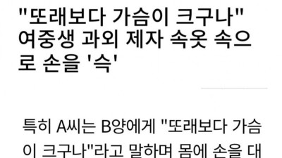 “슴가 크구나 여중생 슴가 만진 선생님