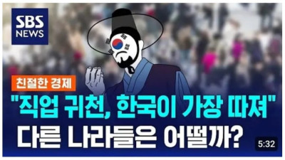 한국인들 직업 귀천의식 세계 1위