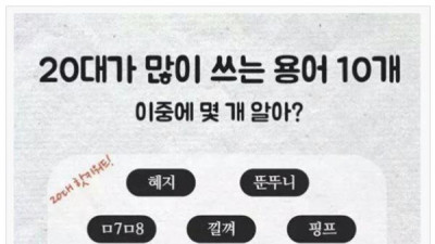   				요즘,20대가 많이 사용하는 용어 ?			