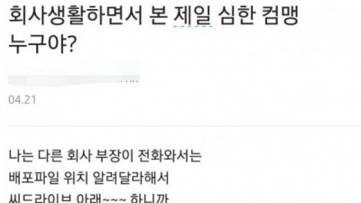   				회사생활 하면서 본 제일 심한 컴맹			