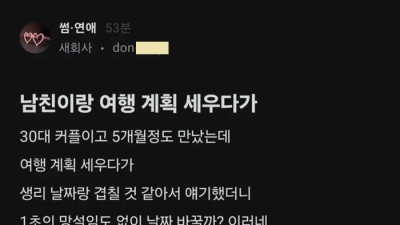 남친이랑 여행 계획을 세우다가 서운해진 여자