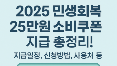 2025 민생회복 전국민 25만원 소비쿠폰 지급 총정리! 지급일정, 신청방법, 사용처 등